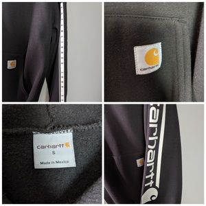 Carhartt Shirts - Carhartt Black Hoodie With White Logo Sleeve Sz S Carhartt Shirts - Carhartt Black Hoodie With White Logo Sleeve Sz S
